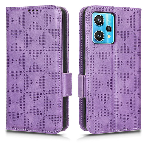 Leather Case Stands Flip Cover Holder C02X for Realme 9 4G Purple