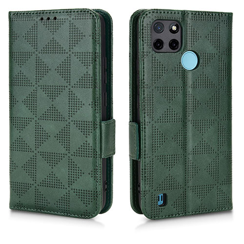 Leather Case Stands Flip Cover Holder C02X for Realme C25Y India Green