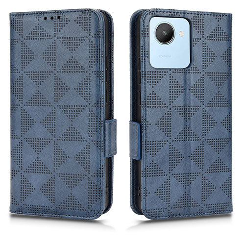 Leather Case Stands Flip Cover Holder C02X for Realme C30 Blue