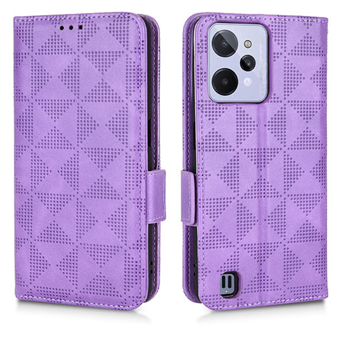 Leather Case Stands Flip Cover Holder C02X for Realme C31 Purple