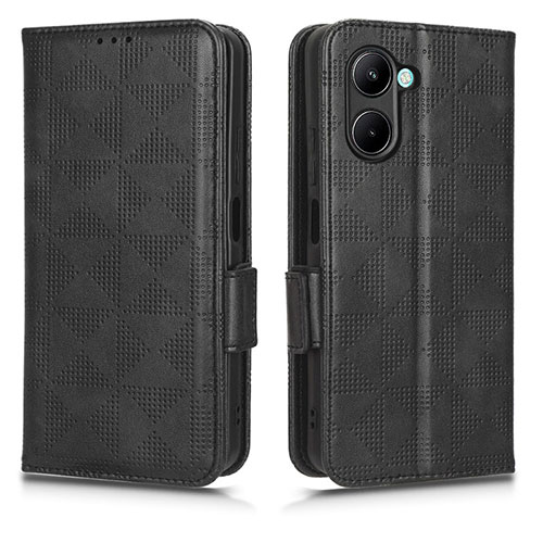 Leather Case Stands Flip Cover Holder C02X for Realme C33 Black