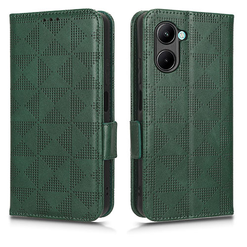 Leather Case Stands Flip Cover Holder C02X for Realme C33 Green