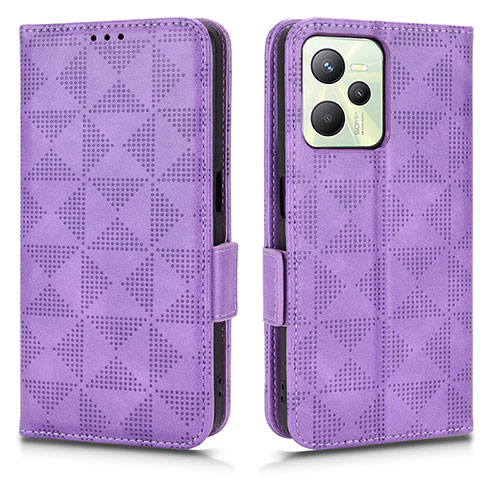 Leather Case Stands Flip Cover Holder C02X for Realme C35 Purple