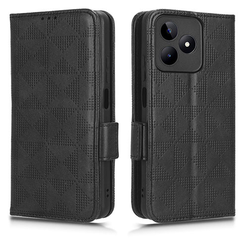 Leather Case Stands Flip Cover Holder C02X for Realme C51 Black