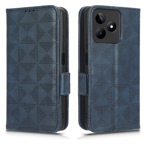 Leather Case Stands Flip Cover Holder C02X for Realme C53 Blue