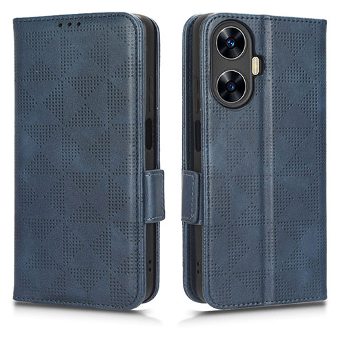 Leather Case Stands Flip Cover Holder C02X for Realme C55 Blue