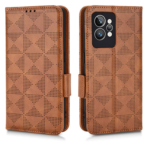 Leather Case Stands Flip Cover Holder C02X for Realme GT2 Pro 5G Brown