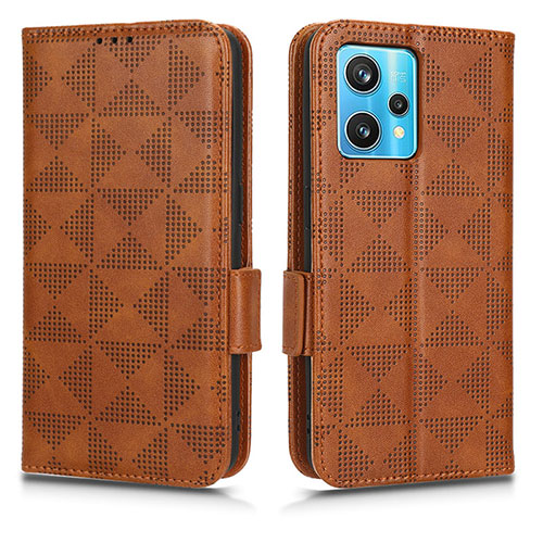 Leather Case Stands Flip Cover Holder C02X for Realme Narzo 50 Pro 5G Brown