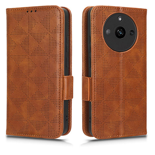 Leather Case Stands Flip Cover Holder C02X for Realme Narzo 60 5G Brown