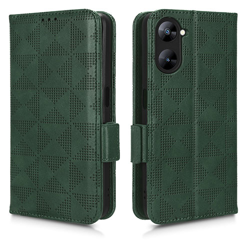 Leather Case Stands Flip Cover Holder C02X for Realme Q5x 5G Green