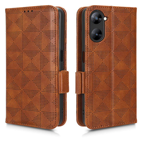 Leather Case Stands Flip Cover Holder C02X for Realme V30 5G Brown