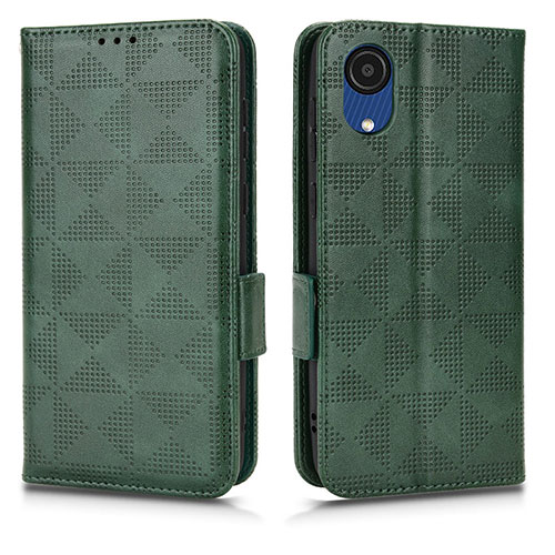 Leather Case Stands Flip Cover Holder C02X for Samsung Galaxy A03 Core Green