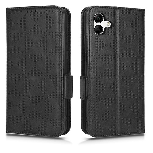 Leather Case Stands Flip Cover Holder C02X for Samsung Galaxy A04 4G Black