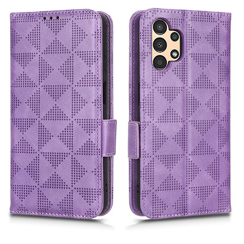 Leather Case Stands Flip Cover Holder C02X for Samsung Galaxy A13 4G Purple