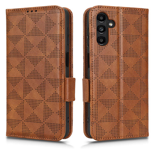 Leather Case Stands Flip Cover Holder C02X for Samsung Galaxy A13 5G Brown