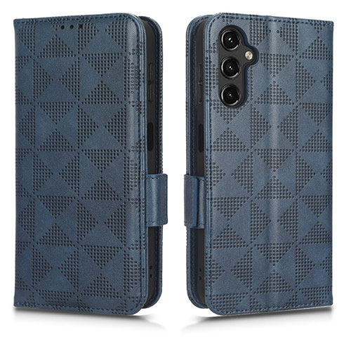 Leather Case Stands Flip Cover Holder C02X for Samsung Galaxy A14 4G Blue