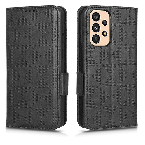 Leather Case Stands Flip Cover Holder C02X for Samsung Galaxy A23 4G Black