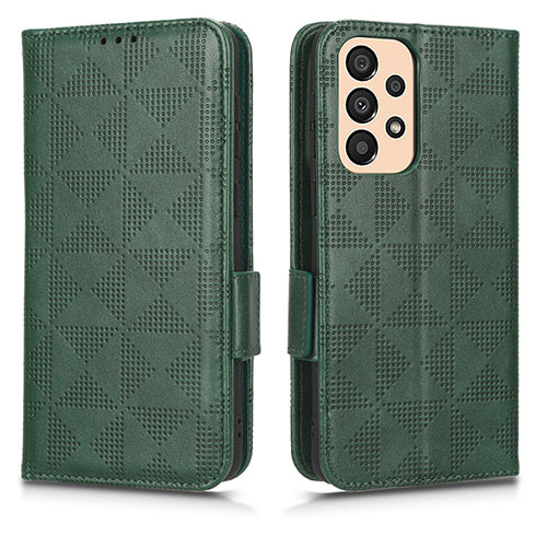 Leather Case Stands Flip Cover Holder C02X for Samsung Galaxy A23 4G Green