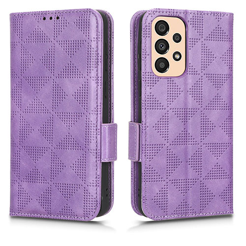 Leather Case Stands Flip Cover Holder C02X for Samsung Galaxy A23 5G Purple