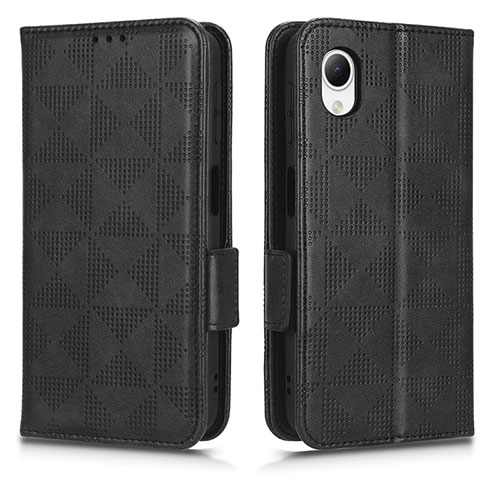 Leather Case Stands Flip Cover Holder C02X for Samsung Galaxy A23 5G SC-56C Black