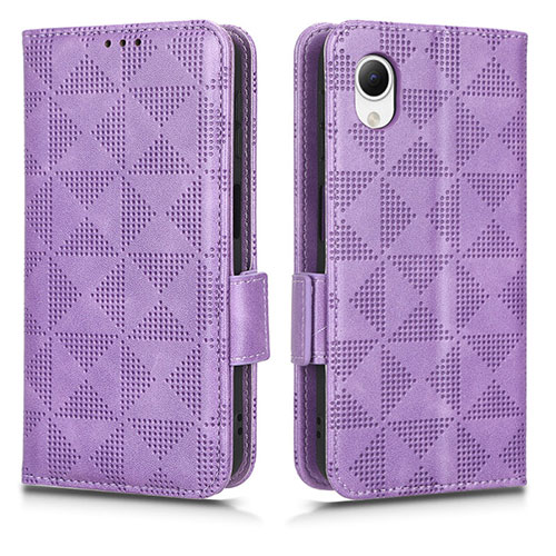 Leather Case Stands Flip Cover Holder C02X for Samsung Galaxy A23 5G SC-56C Purple