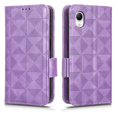Leather Case Stands Flip Cover Holder C02X for Samsung Galaxy A23s Purple