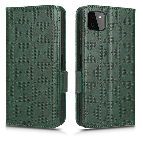 Leather Case Stands Flip Cover Holder C02X for Samsung Galaxy F42 5G Green