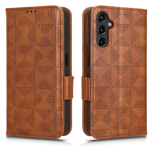 Leather Case Stands Flip Cover Holder C02X for Samsung Galaxy Jump3 5G Brown