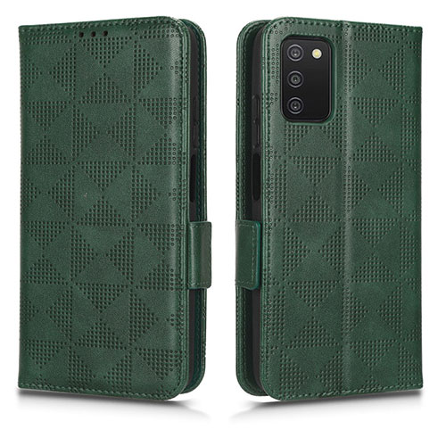 Leather Case Stands Flip Cover Holder C02X for Samsung Galaxy M02s Green