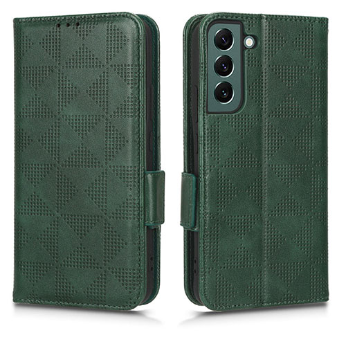 Leather Case Stands Flip Cover Holder C02X for Samsung Galaxy S22 5G Green