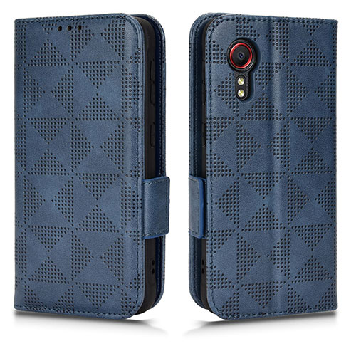 Leather Case Stands Flip Cover Holder C02X for Samsung Galaxy XCover 5 SM-G525F Blue