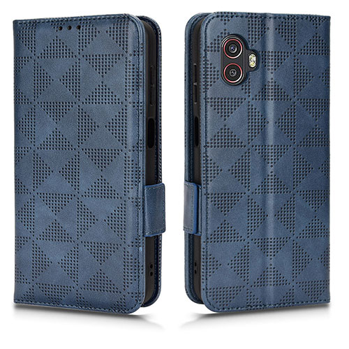 Leather Case Stands Flip Cover Holder C02X for Samsung Galaxy XCover 6 Pro 5G Blue