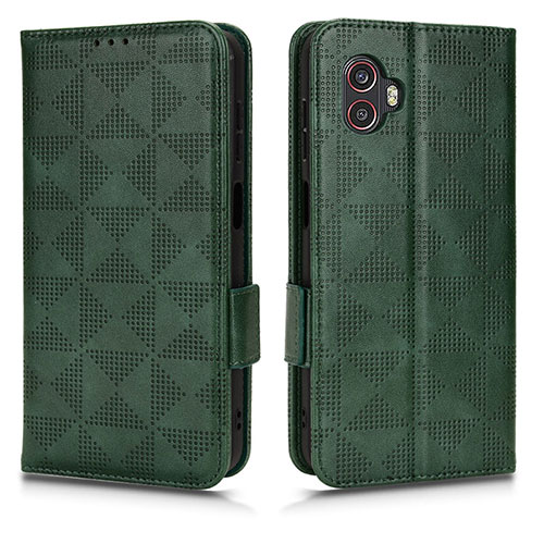 Leather Case Stands Flip Cover Holder C02X for Samsung Galaxy XCover 6 Pro 5G Green