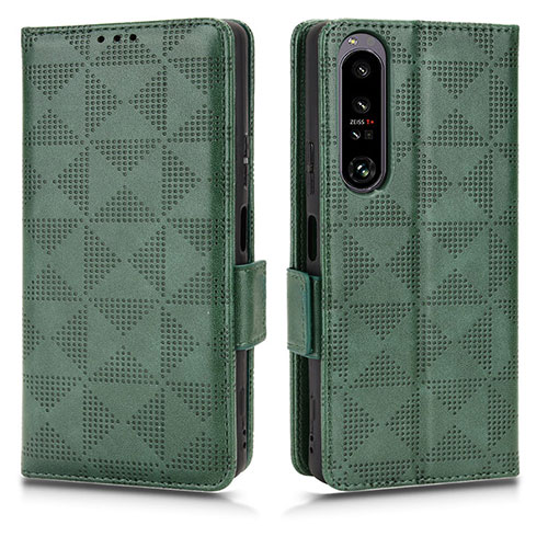 Leather Case Stands Flip Cover Holder C02X for Sony Xperia 1 IV Green