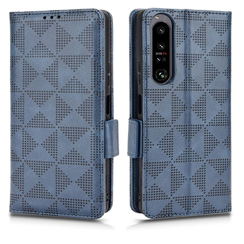 Leather Case Stands Flip Cover Holder C02X for Sony Xperia 1 IV SO-51C Blue