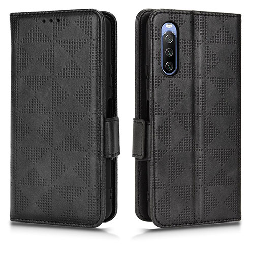 Leather Case Stands Flip Cover Holder C02X for Sony Xperia 10 III SO-52B Black