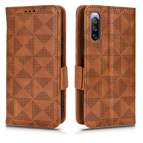 Leather Case Stands Flip Cover Holder C02X for Sony Xperia 10 III SO-52B Brown