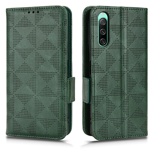 Leather Case Stands Flip Cover Holder C02X for Sony Xperia 10 IV SOG07 Green
