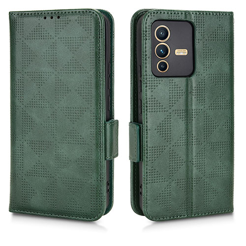 Leather Case Stands Flip Cover Holder C02X for Vivo V23 Pro 5G Green