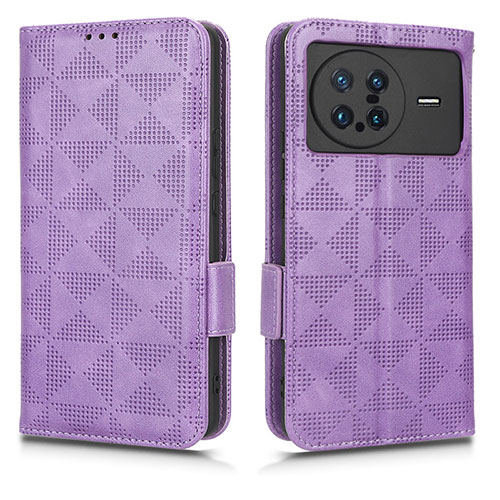 Leather Case Stands Flip Cover Holder C02X for Vivo X Note Purple