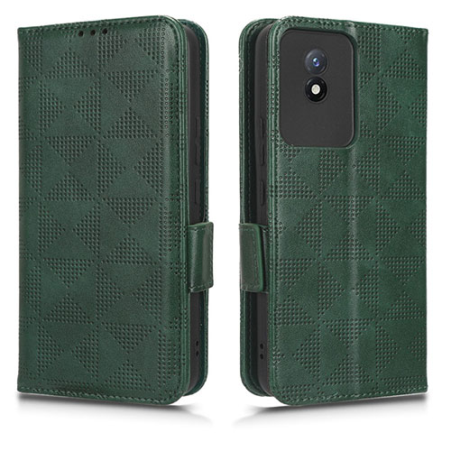 Leather Case Stands Flip Cover Holder C02X for Vivo Y02A Green