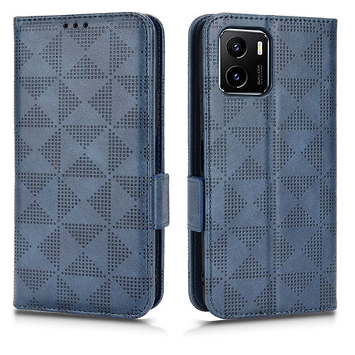 Leather Case Stands Flip Cover Holder C02X for Vivo Y10 Blue