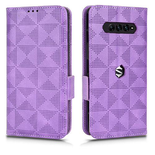 Leather Case Stands Flip Cover Holder C02X for Xiaomi Black Shark 4 5G Purple