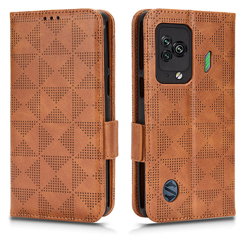 Leather Case Stands Flip Cover Holder C02X for Xiaomi Black Shark 5 5G Brown