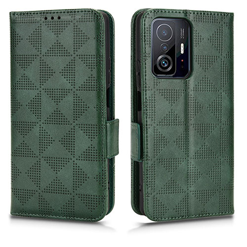 Leather Case Stands Flip Cover Holder C02X for Xiaomi Mi 11T 5G Green