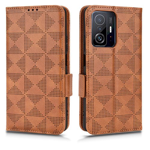 Leather Case Stands Flip Cover Holder C02X for Xiaomi Mi 11T Pro 5G Brown