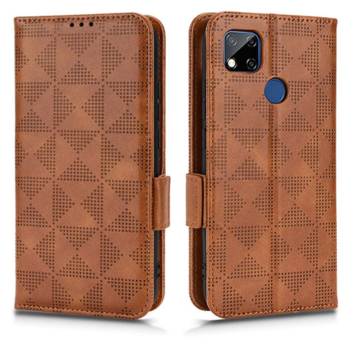 Leather Case Stands Flip Cover Holder C02X for Xiaomi POCO C3 Brown
