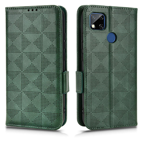 Leather Case Stands Flip Cover Holder C02X for Xiaomi POCO C3 Green