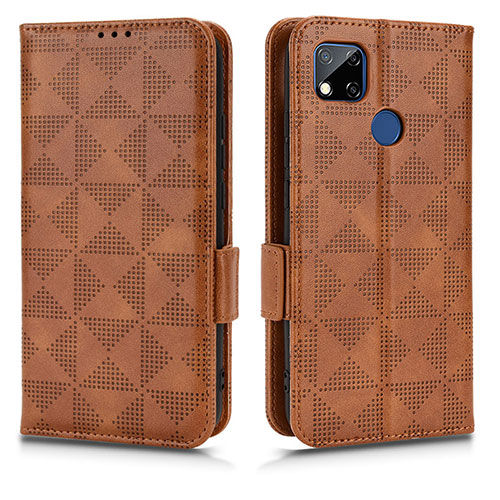 Leather Case Stands Flip Cover Holder C02X for Xiaomi POCO C31 Brown