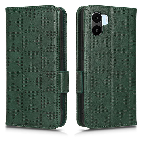 Leather Case Stands Flip Cover Holder C02X for Xiaomi Poco C50 Green